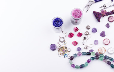 Glass seed and bugle beads, stone beads,metal beads
