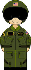 Cute Cartoon Military Airforce Pilot
