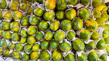 Papayas at a local fruit and vegetable market in Mumbai, India