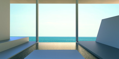 Beach Lounge luxury - Terrace Modern and  with Sea and Sky View Daylight on the Clear floor