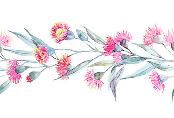 Watercolor eucalyptus stripe © zenina