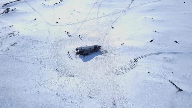 Solheimasandur Plane Wreck in the snow, A Crashed DC 3 in Iceland