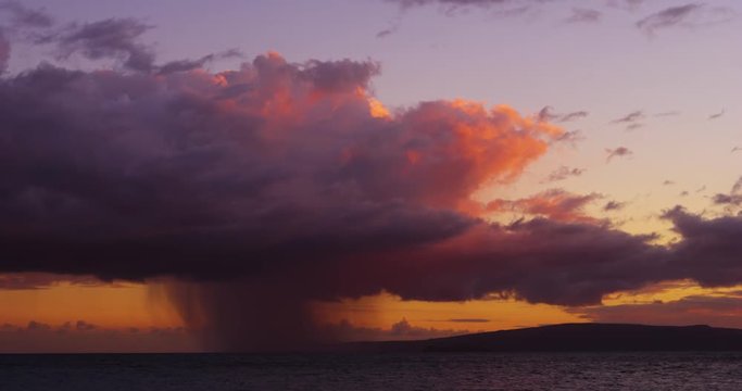 Colorful Storm Above Ocean at Makena Beach Dusk in Maui Hawaii