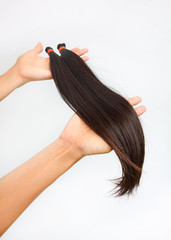Donate hair to cancer patient white background isolated