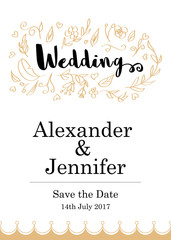 Hand drawn wedding card template