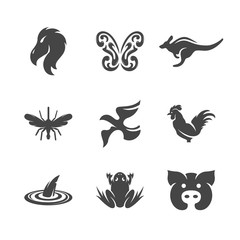 Fototapeta premium Modern icons set silhouettes of animals