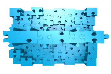 Blue jigsaw puzzle with 3D effect