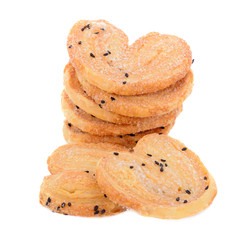Black heart sesame biscuit  isolated on white background