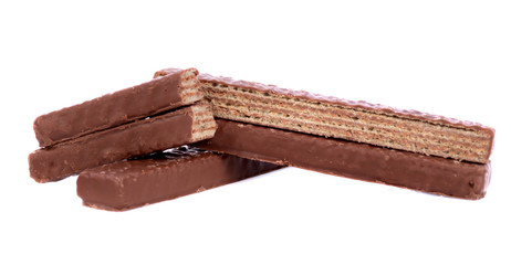 wafers in chocolate isolated on a white background