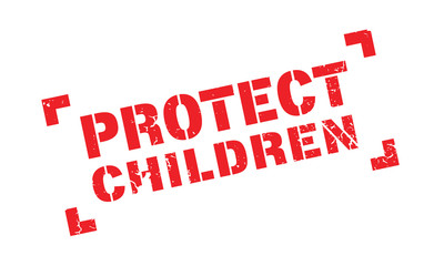 Protect Children rubber stamp. Grunge design with dust scratches. Effects can be easily removed for a clean, crisp look. Color is easily changed.