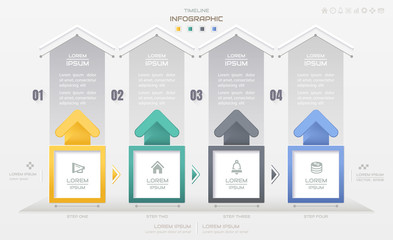 Infographics design template with business icons, process diagram, vector eps10 illustration