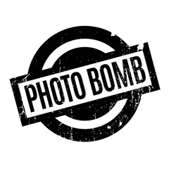 Photo Bomb rubber stamp. Grunge design with dust scratches. Effects can be easily removed for a clean, crisp look. Color is easily changed.