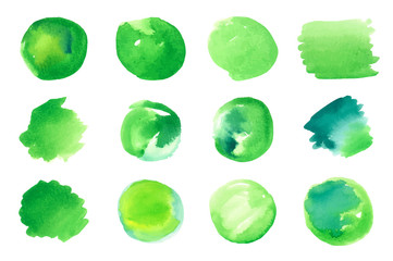 Green watercolor spots