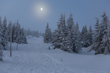 Night  in winter mountains