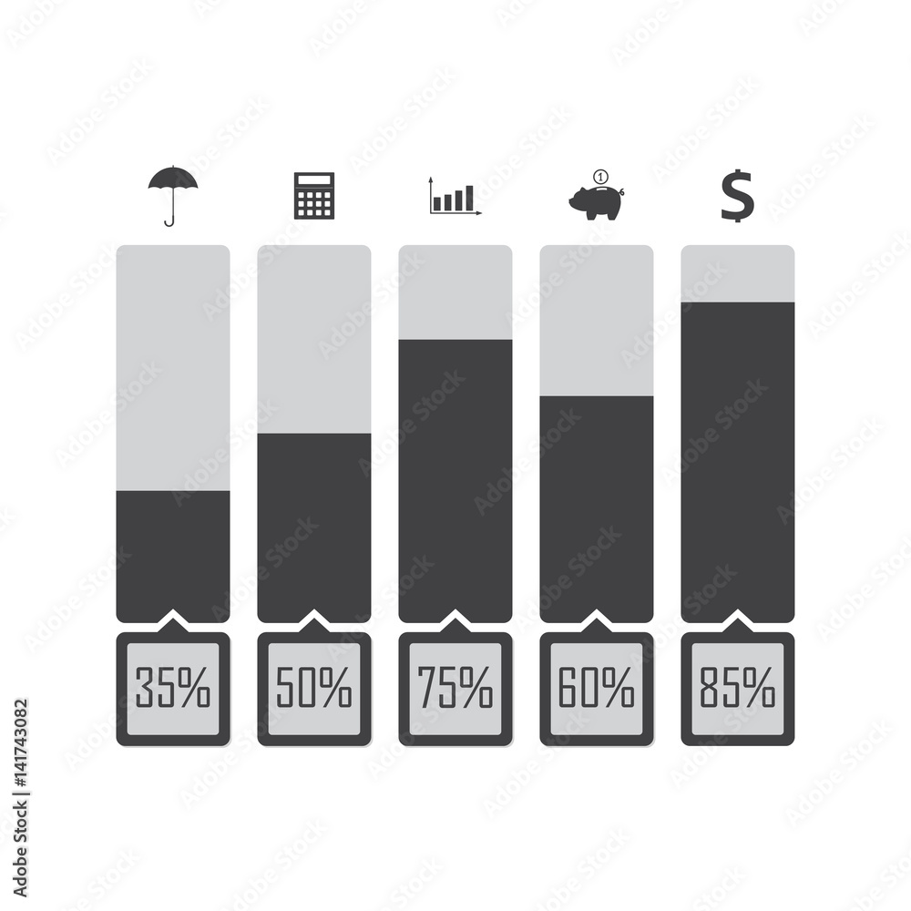 Poster infographic design template with business icons and 5 options for workflow layout, diagram, web desi