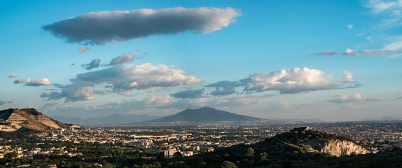 the plain between Naples and Caserta with the Vesuvius volcano in the middle - obrazy, fototapety, plakaty