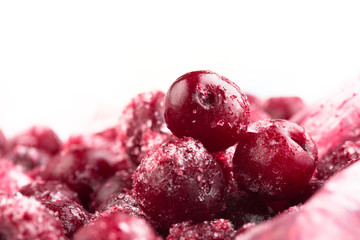 frozen berries red cherrys, macro