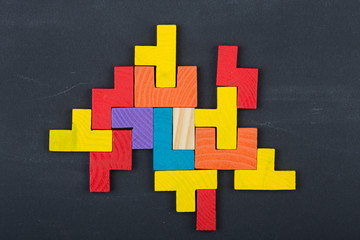 Business creative solution concept jigsaw on the blackboard