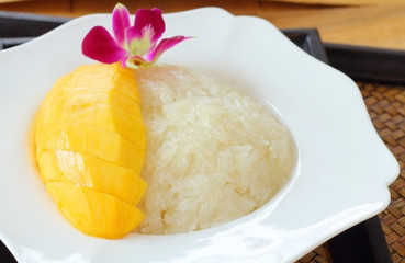Sticky rice mango Thai dessert.