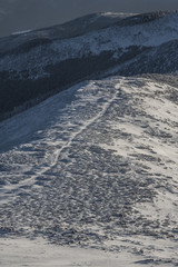 Fototapeta premium Winter in Karkonosze - Fog, frost nad snow