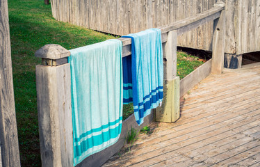 hanging beach towels