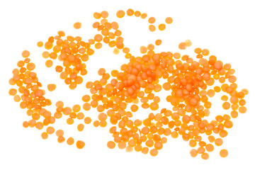 red lentils on a white background