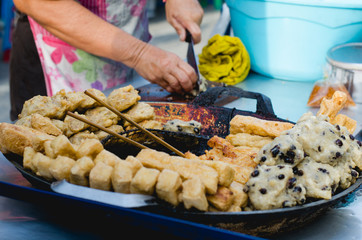 street food. fried food.