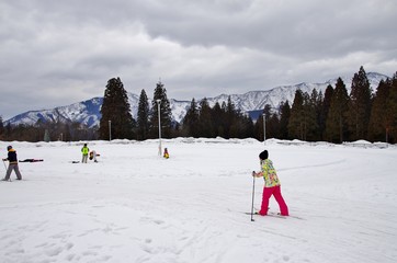 クロスカントリースキーを楽しむ人たち