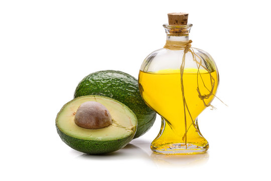 Avocado oil isolated on white backgroundl