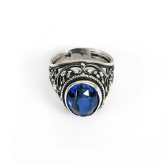 Silver ring with a blue stone