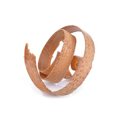 Wood shavings isolated on white background