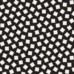 Geometric Scattered Shapes. Vector Seamless Black and White Pattern