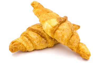Croissants on white background.
