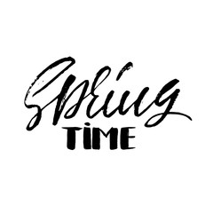 Handwritten spring design. Spring Time hand drawn calligraphy letters. Vector illustration.