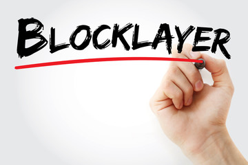 Hand writing blocklayer with marker, concept background