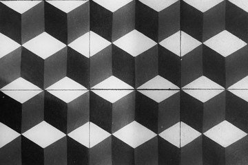 Retro black and white cubical pattern background photo texture