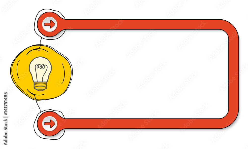 Poster red frame for text and idea symbol