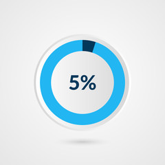 5 percent blue grey and white pie chart. Percentage vector infographics. Circle diagram business illustration