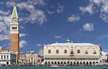 Fototapeta na wymiar Piazza San Marco square and the Doge's Palace against a beautiful sky, Venice, Italy