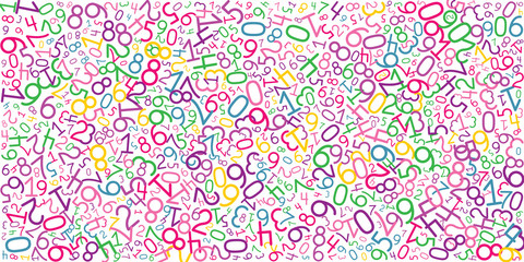 Abstract background from many random numbers. Mathematics backdrop for your presentation or design. Texture from numbers. Vector illustration