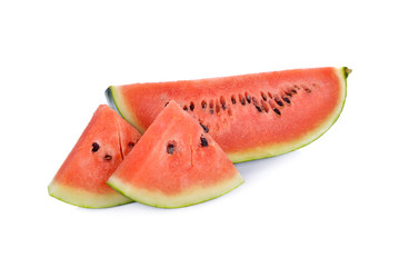 portion cut red watermelon on white background