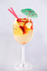 Peach and apple lemonade with oranges and strawberries - 141752686