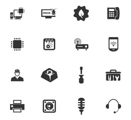 Electronics repair icons set