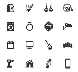 Pawnshop icons set