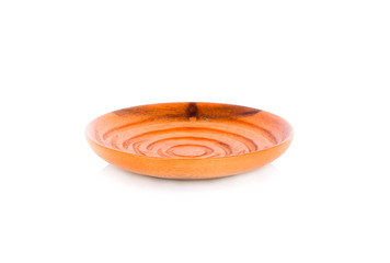 wood plate bowl on white background