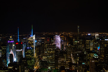 Fototapeta na wymiar Manhattan, Midtown Seen From the Empire State Building at Night, USA