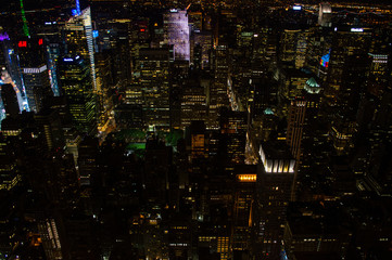 Plakat Manhattan, Midtown Seen From the Empire State Building at Night, USA