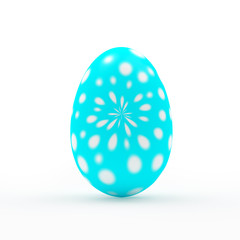 Blue handmade Easter egg isolated on a white background. 3D illustration