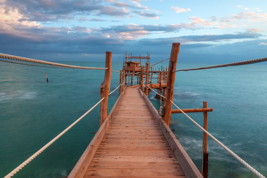 Europe,Italy,Abruzzo,Ortona,Chieti district..Trabocchi Coast .