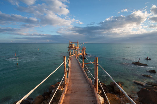 Europe,Italy,Abruzzo,Ortona,Chieti district..Trabocchi Coast .